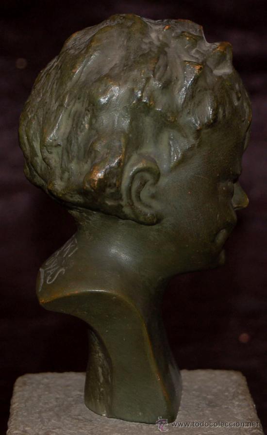 Arte: Busto de niño en terracota patinada. Aproximadamente años 30-40s. Firmado Biscarri Cuyàs (catalan). - Foto 17 - 26529144